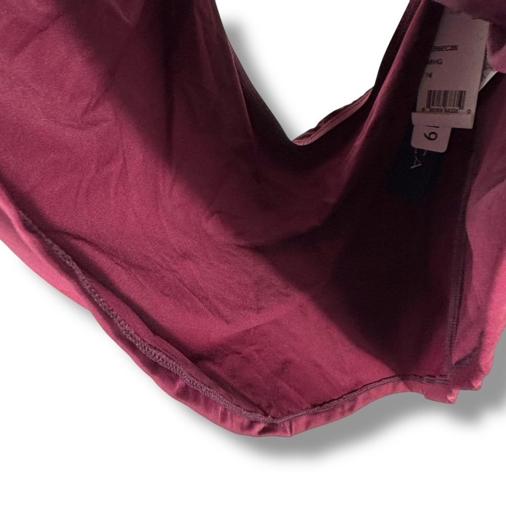 La Blanca Running Stitch Embellished Halter Tankini Top, Deep Maroon, Size 16 - Picture 6 of 14